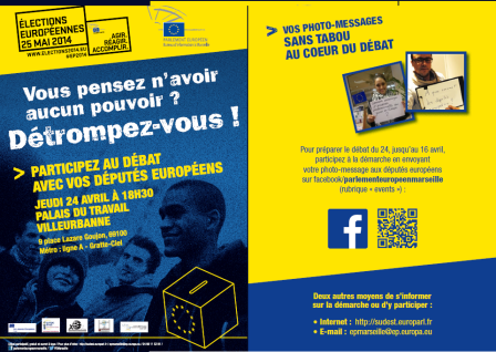 Flyer de la réunion « L'Europe en débat — Débat entre les citoyens et des députés européens »